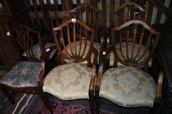 Set of 4 mahogany chairs, Edwardian elbow chair & mahogany standard chair(-)